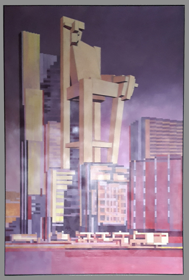 Tryptyk "Studium miasta", 2015 rok, akryl, 140 x 100 cm