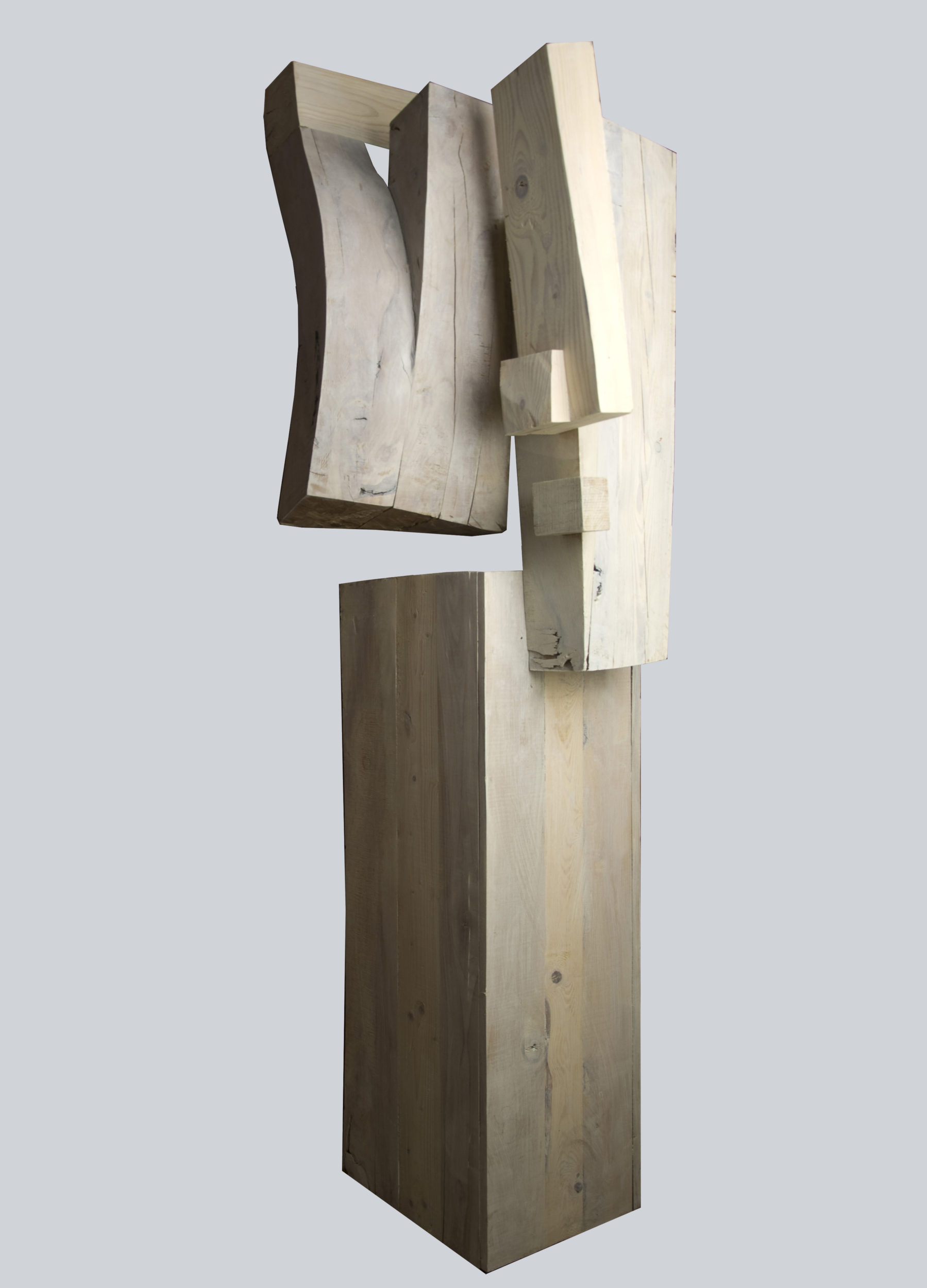 Studium głowy, drewno klejone, patynowane, 180 x 60 x 60 cm