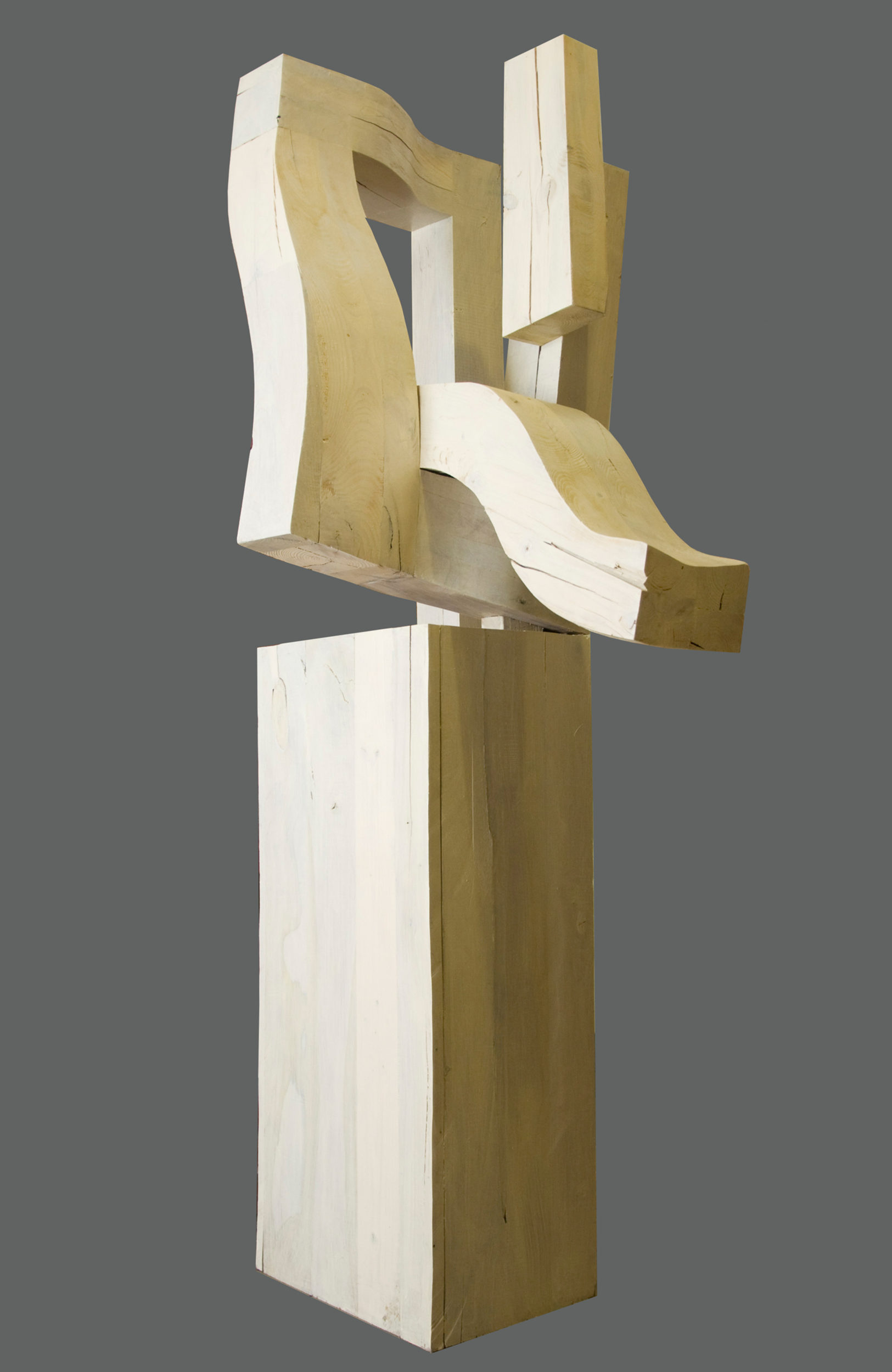 Studium głowy, drewno klejone, patynowane, 190 x 60 x 60 cm